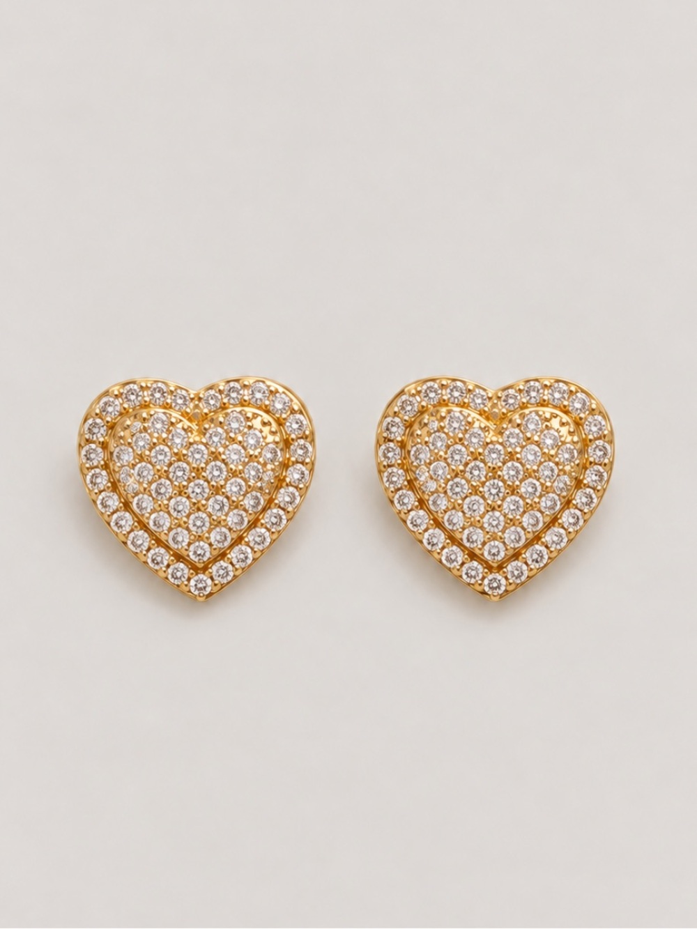 New! Gold Crystal Heart Post Earrings NWOT